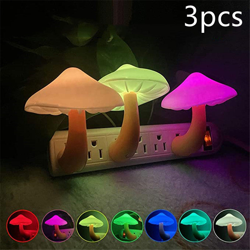 Lampe de nuit LED champignon avec prise murale, prise EU/US, lumière blanche chaude, capteur de contrôle de lumière, éclairage de chambre, décoration intérieure.