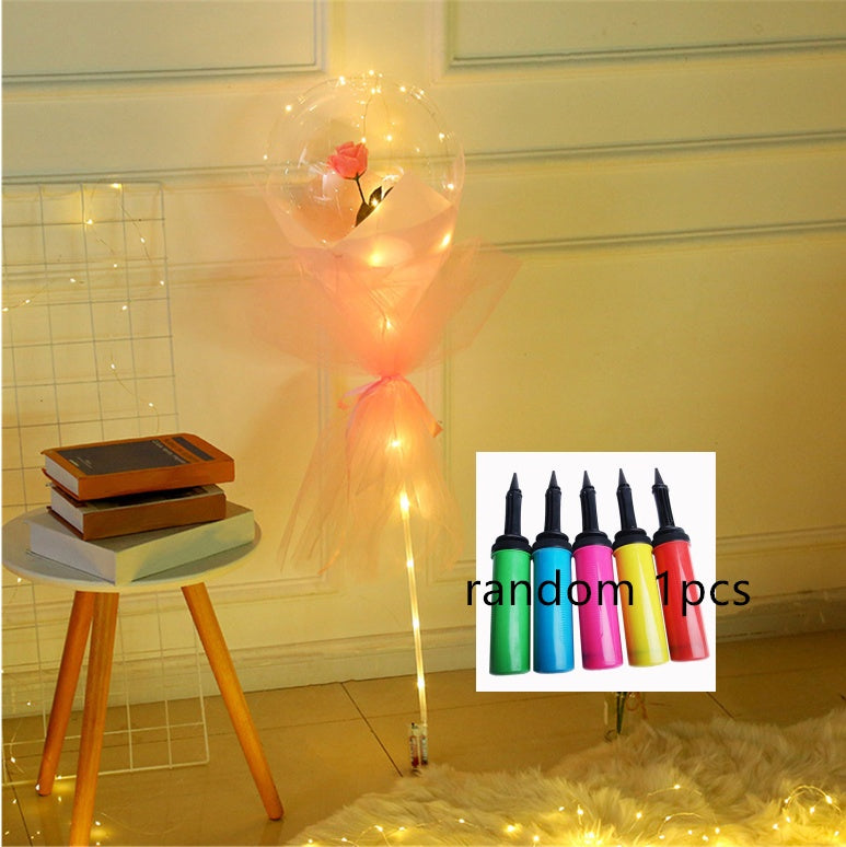 LED Ballon lumineux Rose Bouquet Transparent Bobo Boule Rose