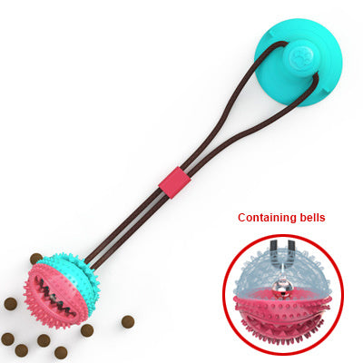 Jouet pour chien en silicone avec ventouse, jouet interactif en forme de balle pour chien, conçu pour le nettoyage des dents et l'alimentation des animaux de compagnie.