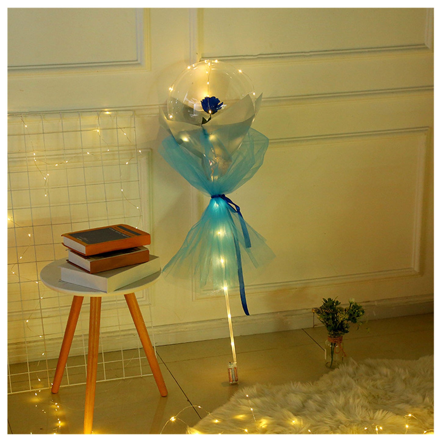 LED Ballon lumineux Rose Bouquet Transparent Bobo Boule Rose