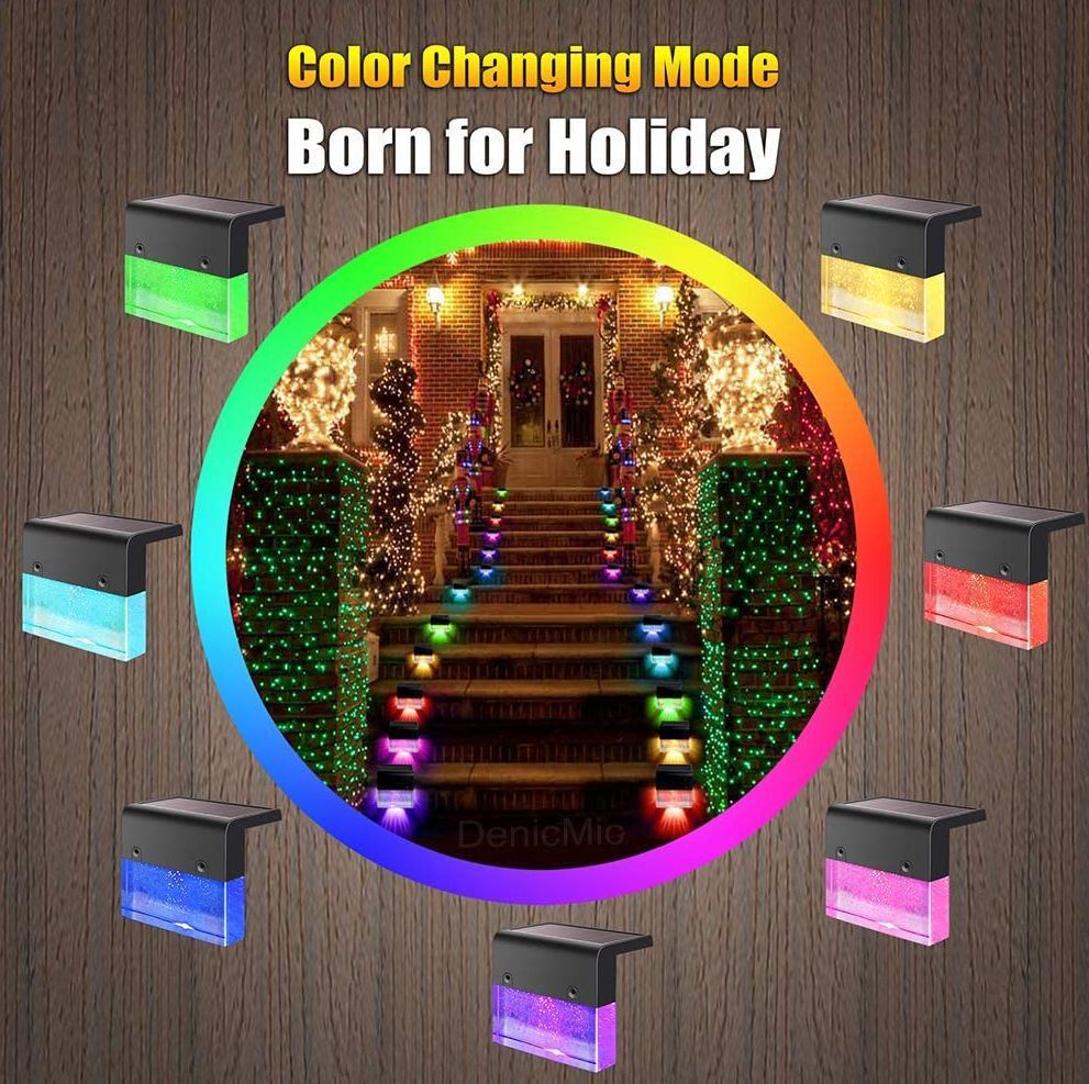 Lumière solaire LED RGB étanche pour les marches et les clôtures.