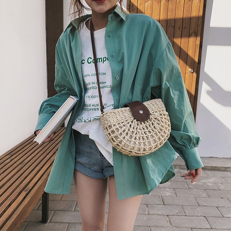 Sac à bandoulière en paille tendance