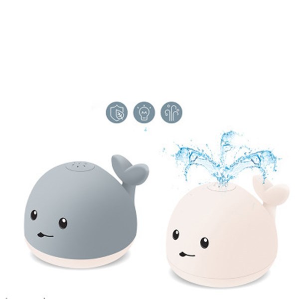 Jouets de bain en forme de bébé, mignon, dessin animé, baleine flottante, pulvérisant de l'eau, avec musique légère et lumière LED.