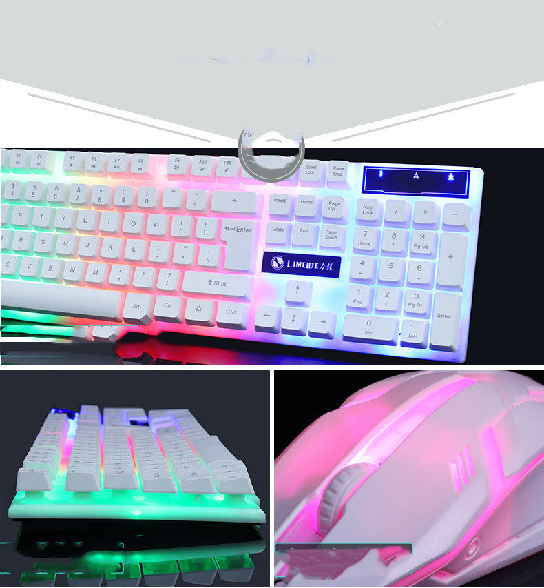 Ensemble de clavier et de souris Limei GTX300 Nouveau clavier USB Souris USB Café Internet Kit de jeu lumineux Rétroéclairage coloré