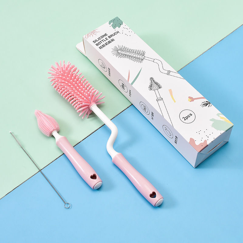 Brosse de nettoyage pour biberon en silicone pour bébé avec paille