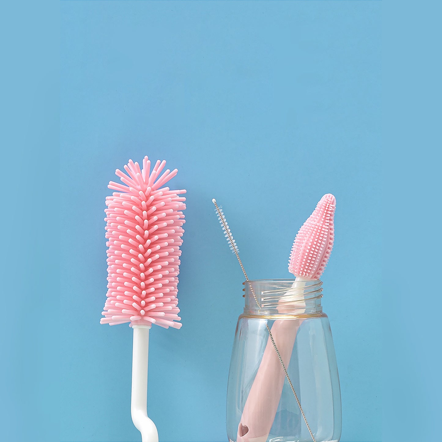 Brosse de nettoyage pour biberon en silicone pour bébé avec paille