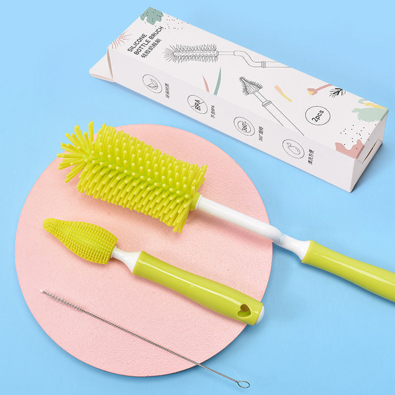 Brosse de nettoyage pour biberon en silicone pour bébé avec paille