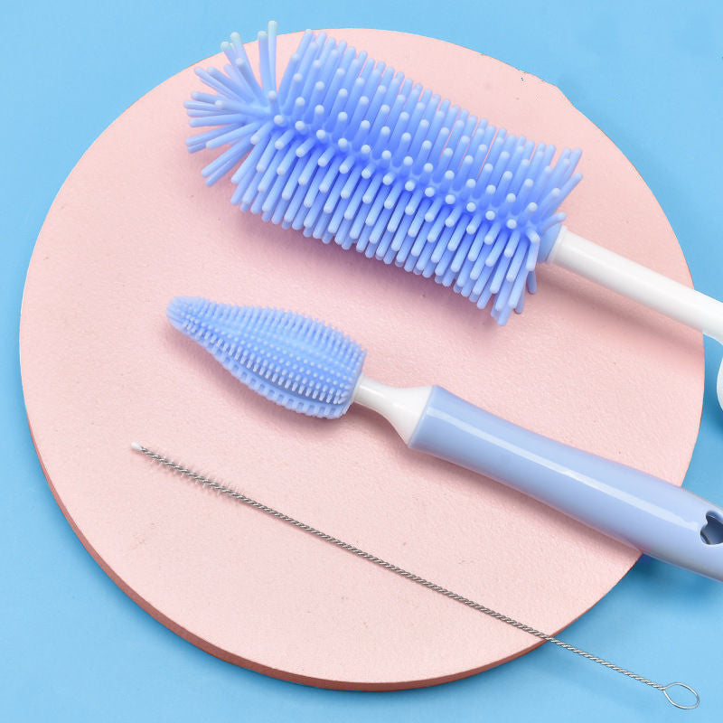 Brosse de nettoyage pour biberon en silicone pour bébé avec paille