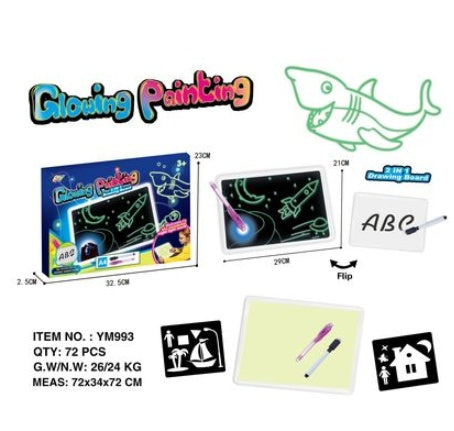 Tablette de dessin éducative 3D Magic 8 avec effets lumineux, tableau de puzzle, bloc-notes.