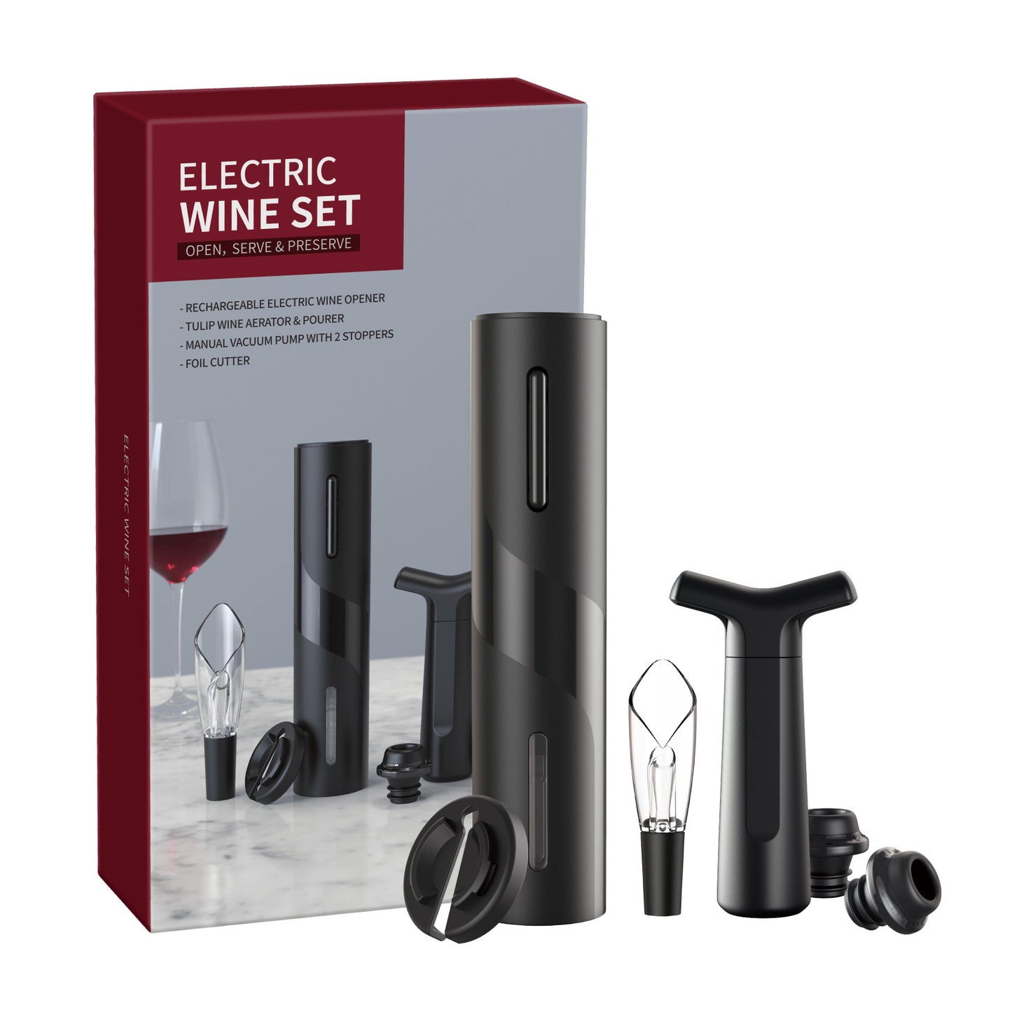 Ouvre-bouteille électronique Qier en plastique rechargeable par USB pour vin