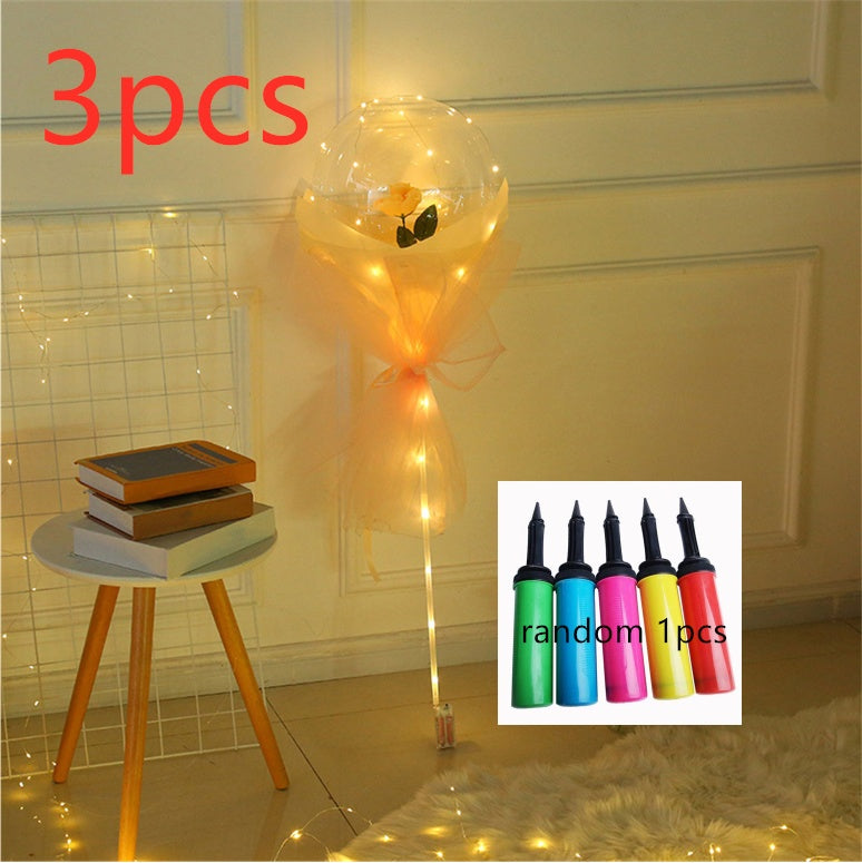 LED Ballon lumineux Rose Bouquet Transparent Bobo Boule Rose