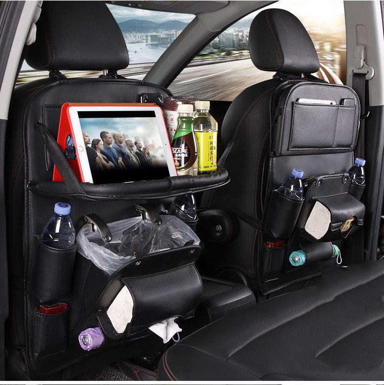 Sac de rangement en cuir PU pour voiture, plateau multifonction pour dossier de siège, sac suspendu, organisateur de voiture étanche, accessoires intérieurs automobiles.