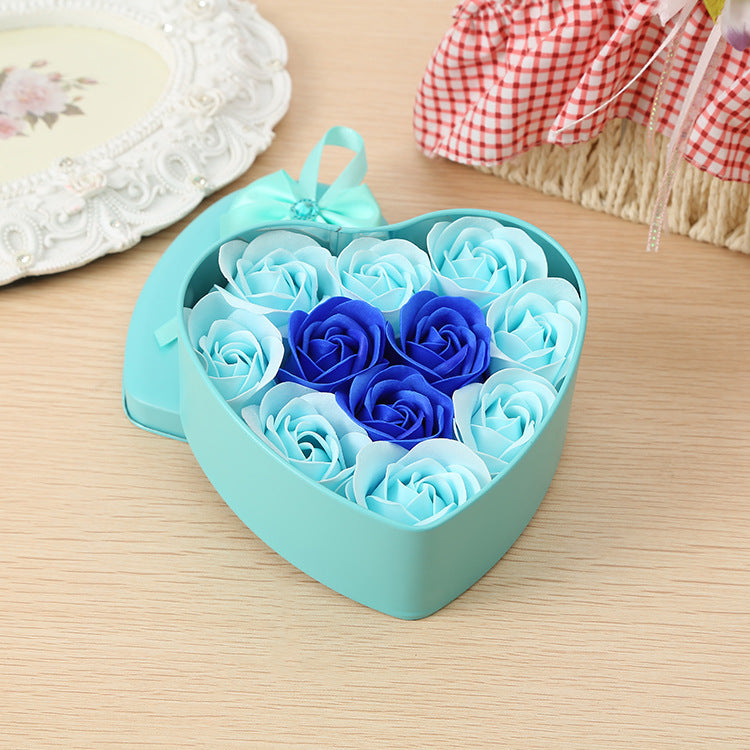 Coffret cadeau personnalisé pour événement de Noël Petit cadeau de mariage 11 roses Savon Fleur Amour Boîte en fer