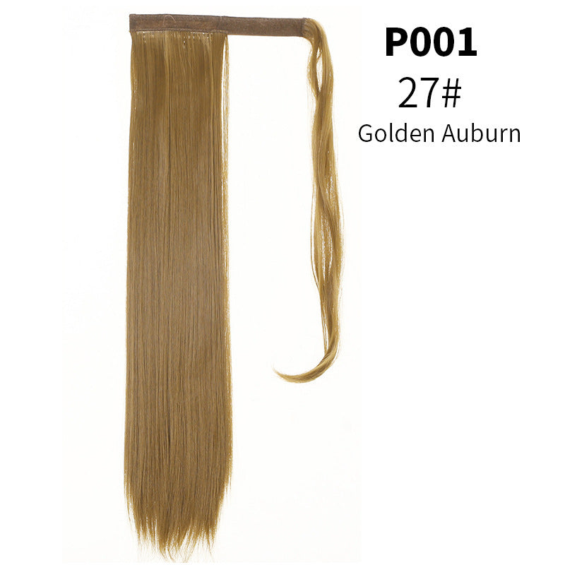 Queue de cheval velcro réaliste en soie mate perruque de cheveux longs et raides