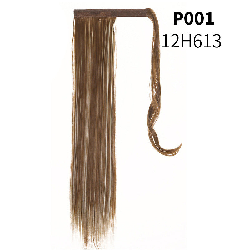 Queue de cheval velcro réaliste en soie mate perruque de cheveux longs et raides