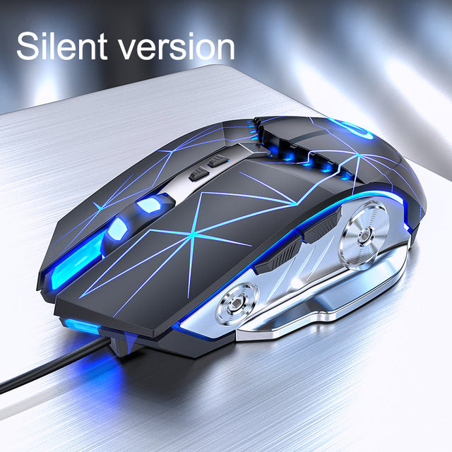 Souris de jeu filaire silencieuse mécanique pour ordinateur de bureau et portable.