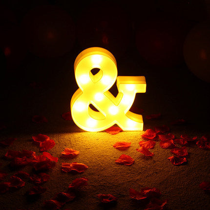 Veilleuse LED lumineuse avec lettres et chiffres de l'alphabet anglais, lampe à piles, décoration romantique pour mariage, fête de Noël