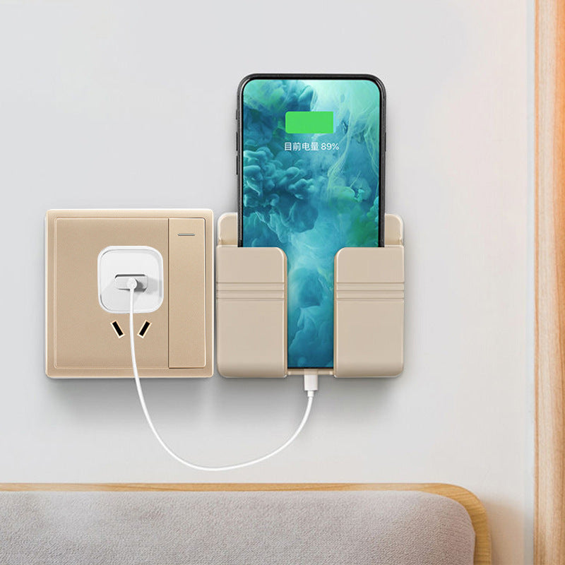 Support de rangement pour téléphone mobile avec chargeur, boîte de rangement adhésive sans perçage.