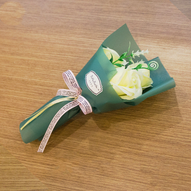 Bouquet de 3 roses en savon, fausses fleurs, cadeau de Saint-Valentin