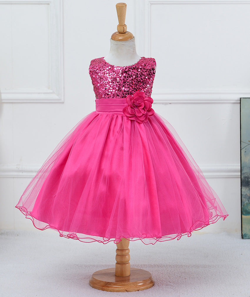 Robe à sequins pour bébé, robe de demoiselle d'honneur, robe de princesse pour un mariage.