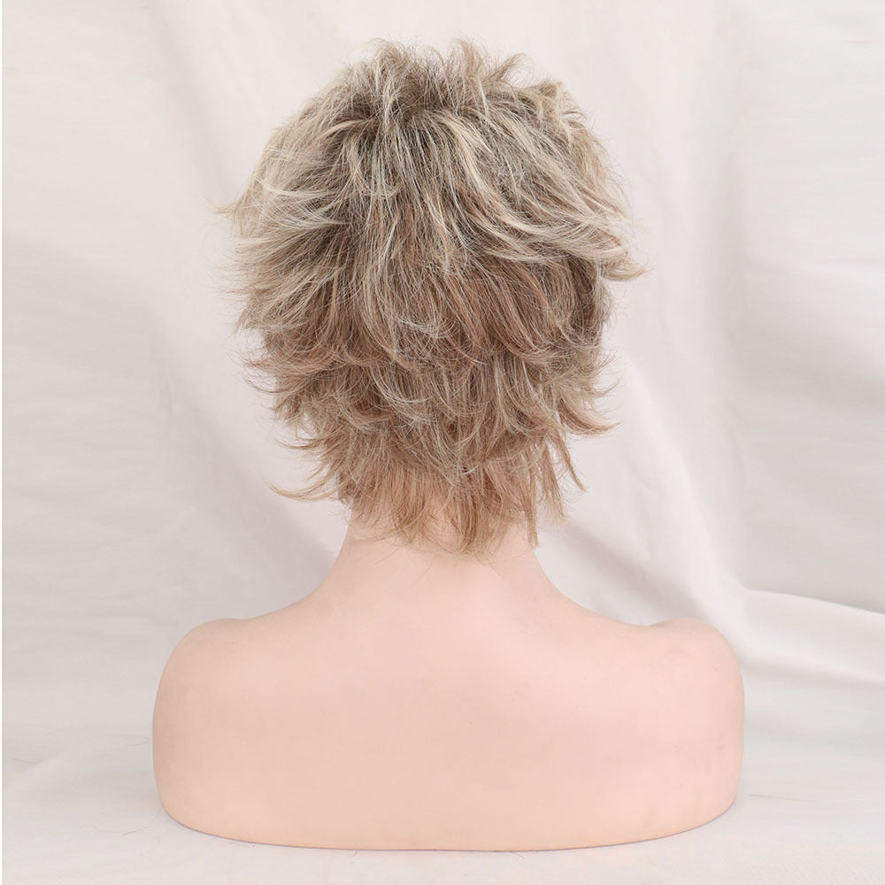 Cheveux courts mélangés châtain doré