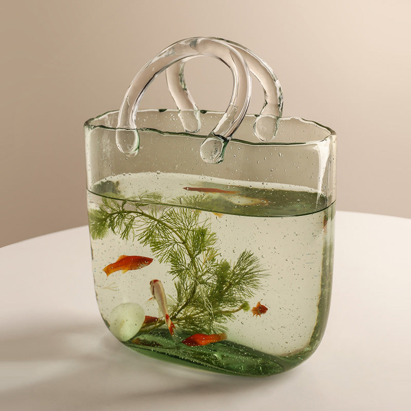 Sac transparent ornements simples arrangement floral hydroponique pour salon.