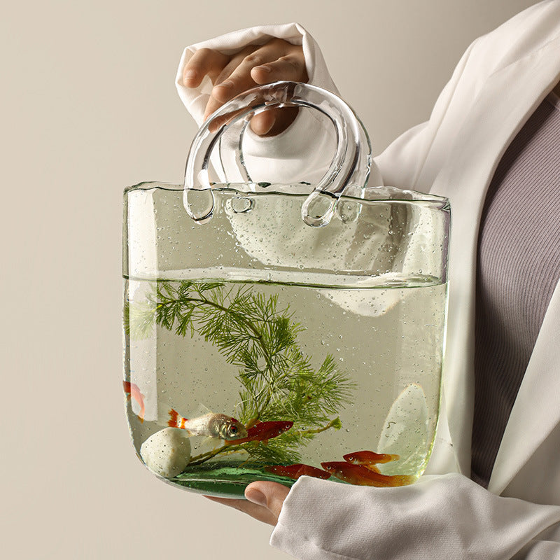 Sac transparent ornements simples arrangement floral hydroponique pour salon.