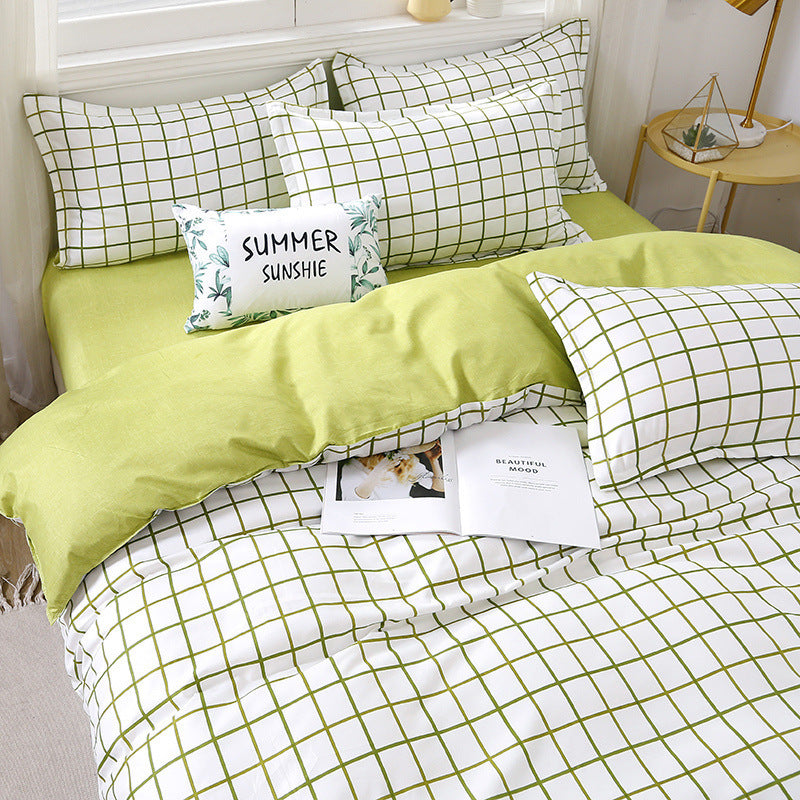 Ensemble de quatre pièces avec housse de couette et drap en coton aloès