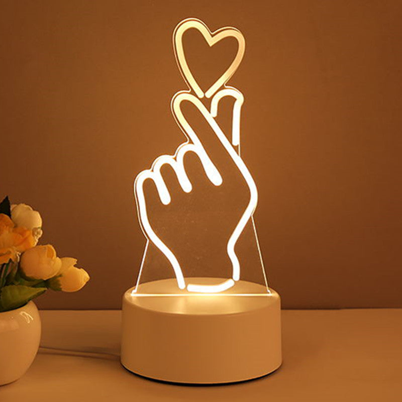 Lampe 3D en acrylique USB LED, veilleuse, panneau néon, décoration de Noël pour la maison, décoration de chambre, cadeaux de Saint-Valentin