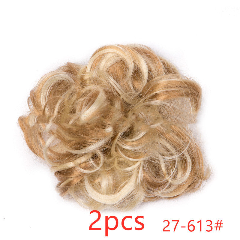 Europe, Japon et Corée du Sud populaires chignon naturel moelleux cordon cheveux bouclés boule tête cheveux anneau ensemble de cheveux accessoires de cheveux féminins cheveux en fibre chimique