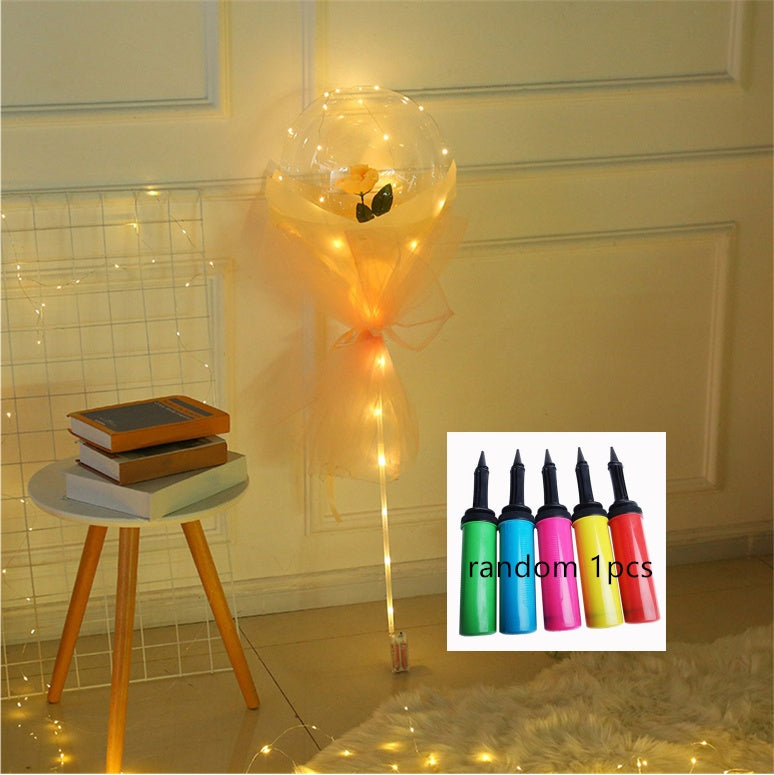 LED Ballon lumineux Rose Bouquet Transparent Bobo Boule Rose