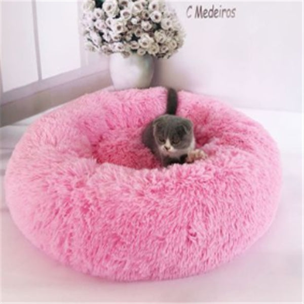 Matelas rond pour chat à poils longs pour l'automne et l'hiver