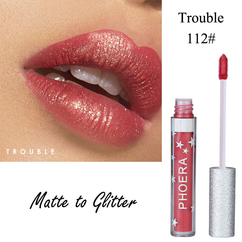 Rouge à lèvres liquide hydratant couleur bonbon, imperméable et pailleté, maquillage longue tenue