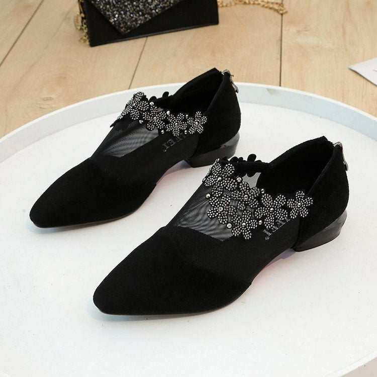 Chaussures sexy pour femmes avec fermeture éclair à l'arrière en maille