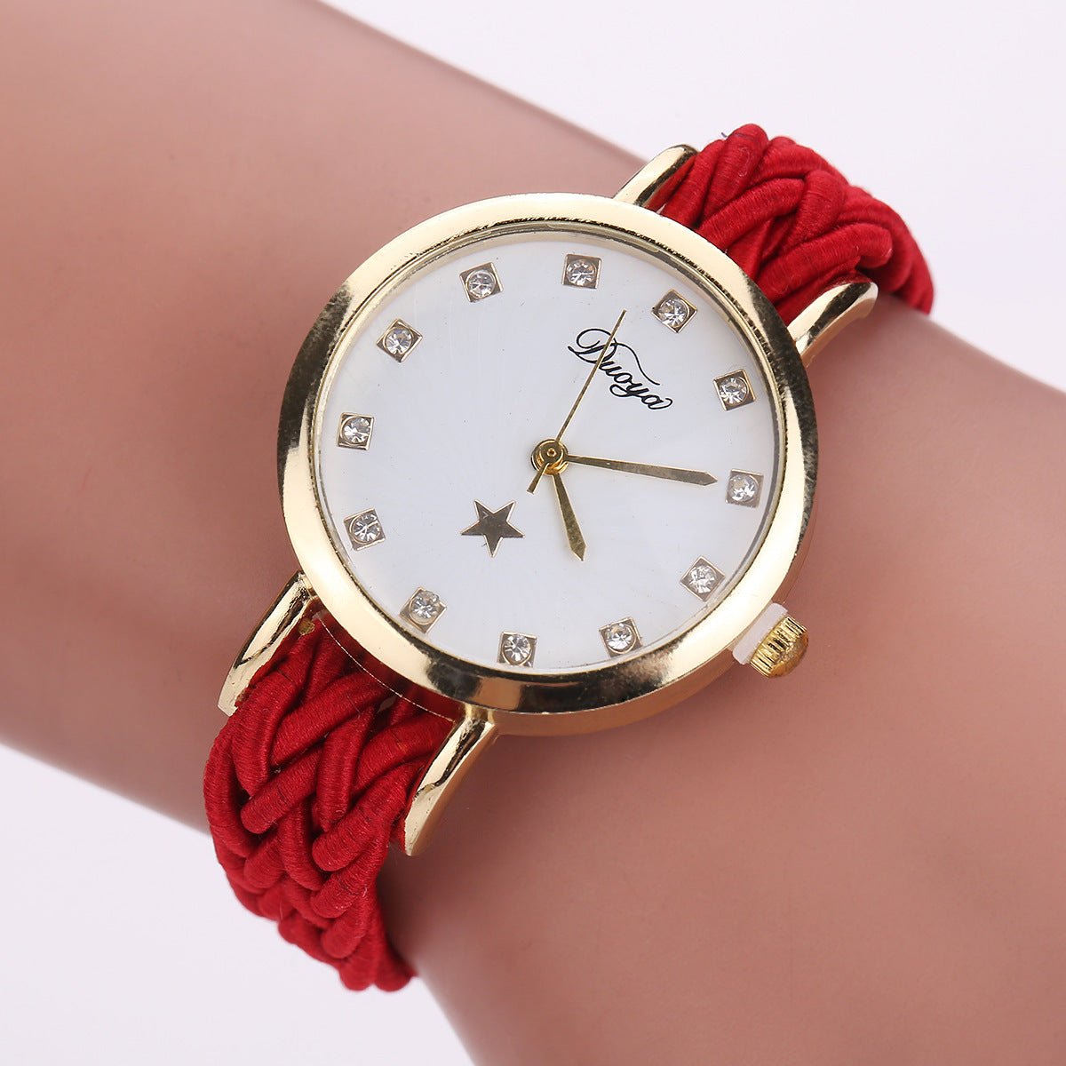 Nouvelle montre tissée multicolore pour femmes