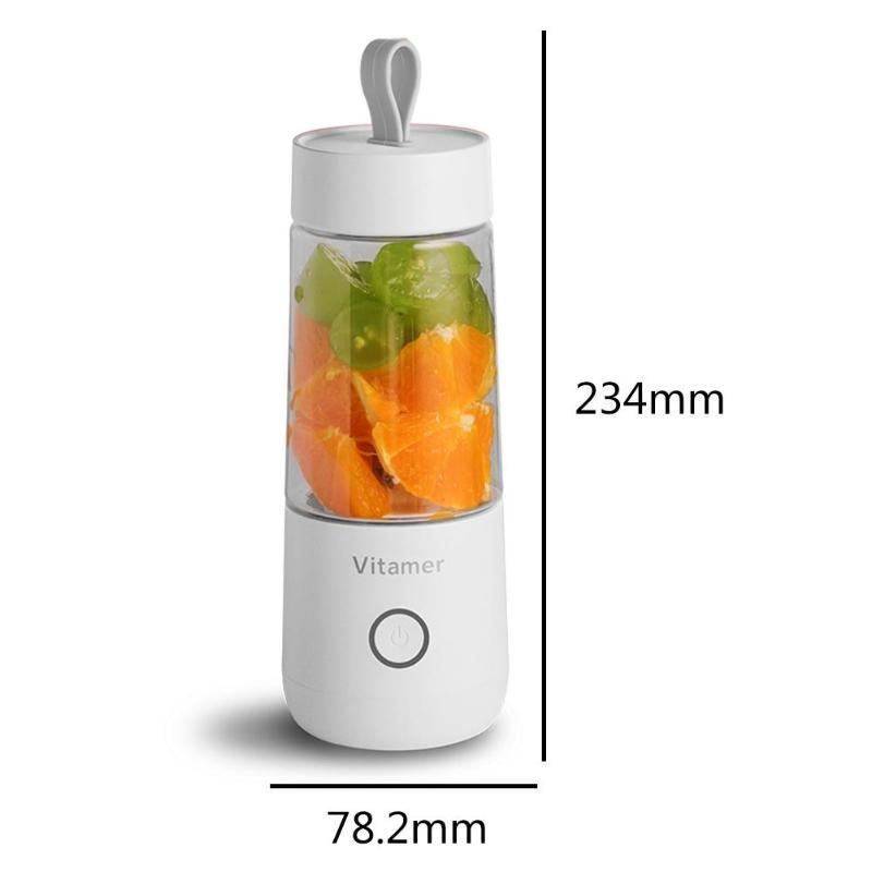 Mixeur à jus électrique portable de 350 ml, rechargeable par USB, pour smoothies et slushies, bouteille de mixeur à jus, gadgets de cuisine avec chargement USB.