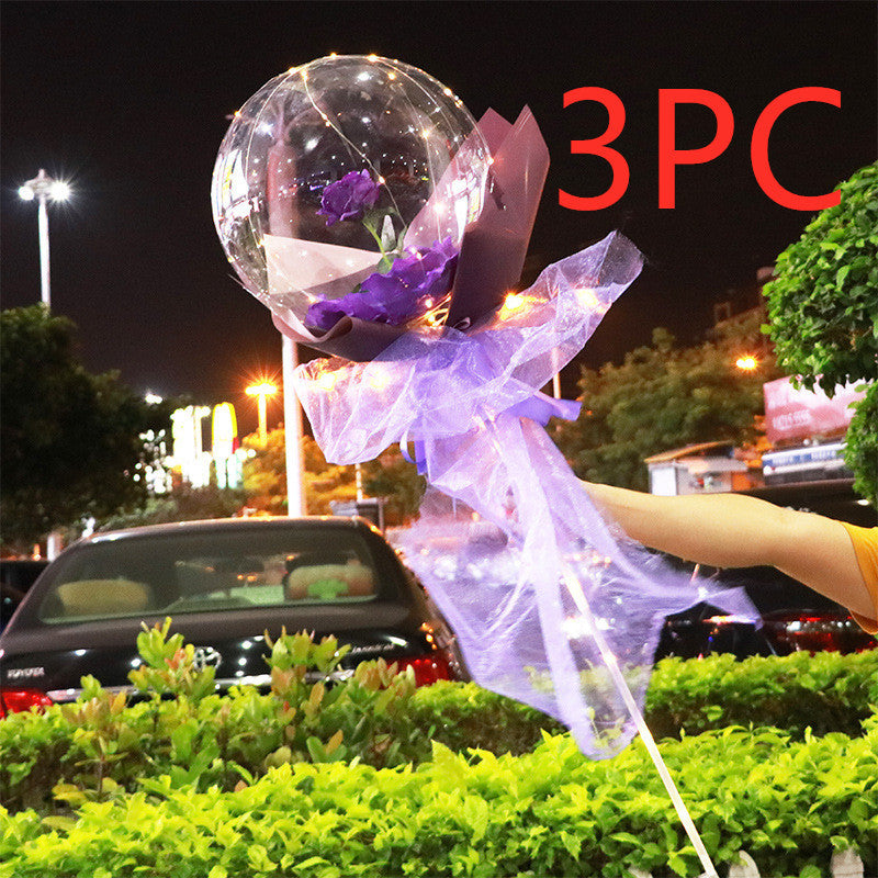 LED Ballon lumineux Rose Bouquet Transparent Bobo Boule Rose