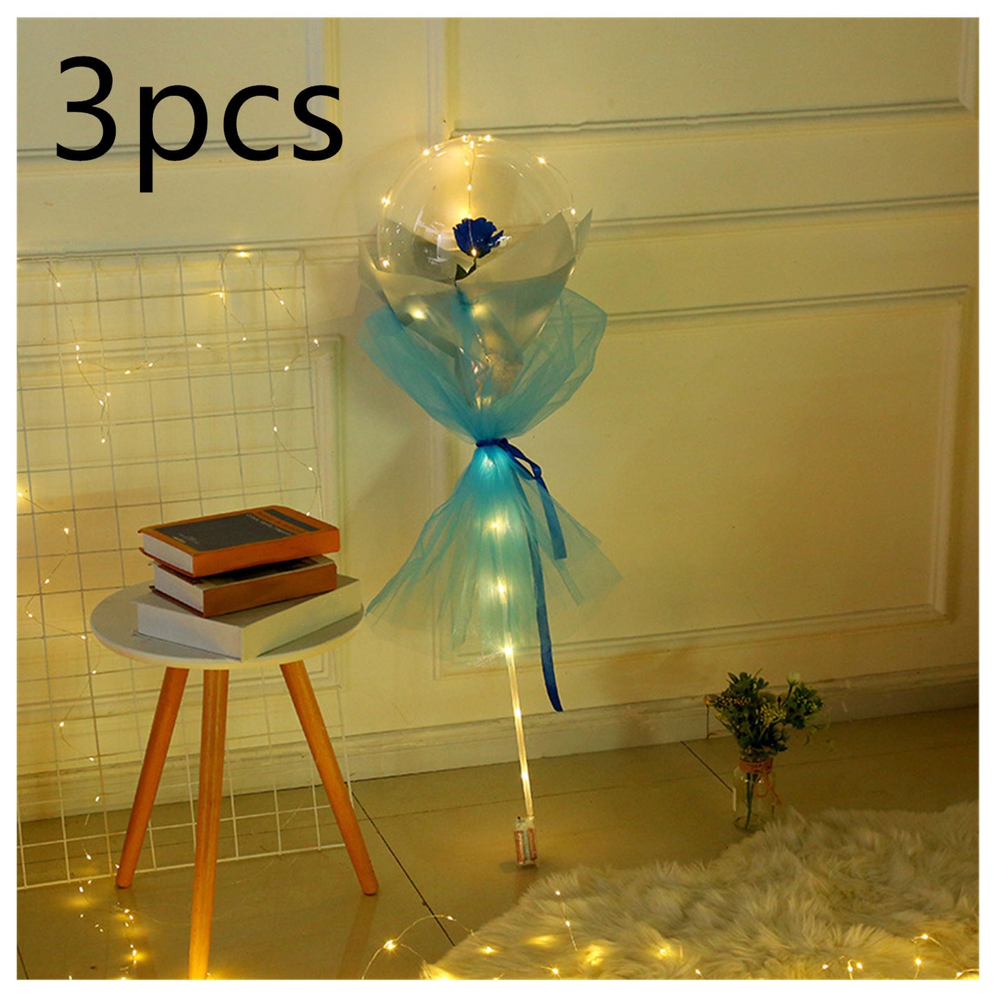 LED Ballon lumineux Rose Bouquet Transparent Bobo Boule Rose