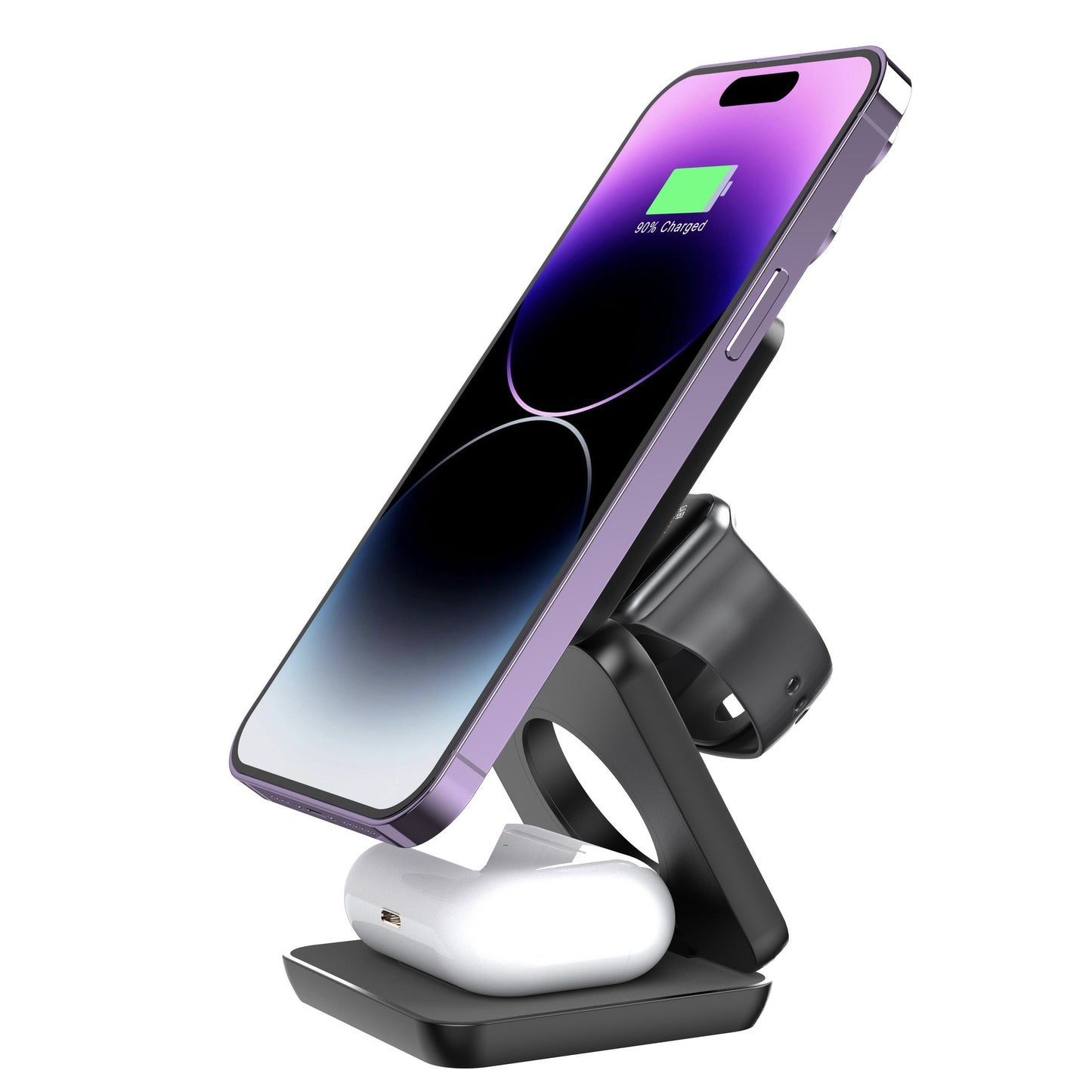 Chargeur sans fil trois-en-un pliable à aspiration magnétique portable