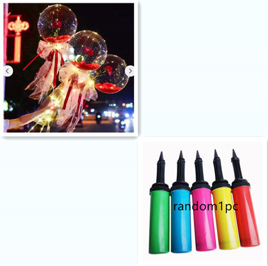 LED Ballon lumineux Rose Bouquet Transparent Bobo Boule Rose