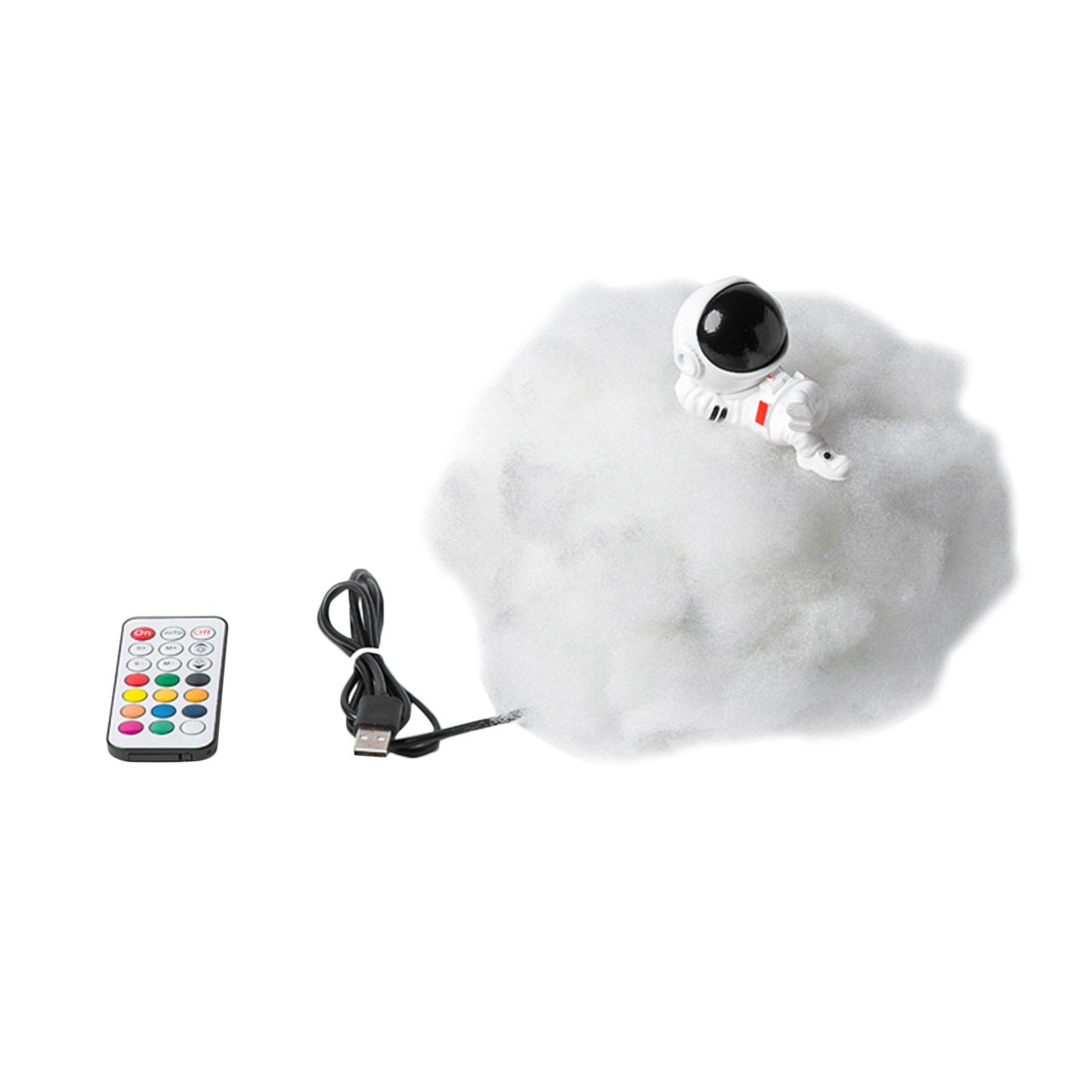 Lampe astronaute à nuages colorés LED avec effet arc-en-ciel comme veilleuse pour enfants, cadeau créatif.