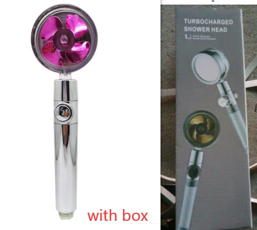 Pommeau de douche à économie d'eau, rotation à 360 degrés avec petit ventilateur, buse de pulvérisation haute pression ABS, accessoires de salle de bain.