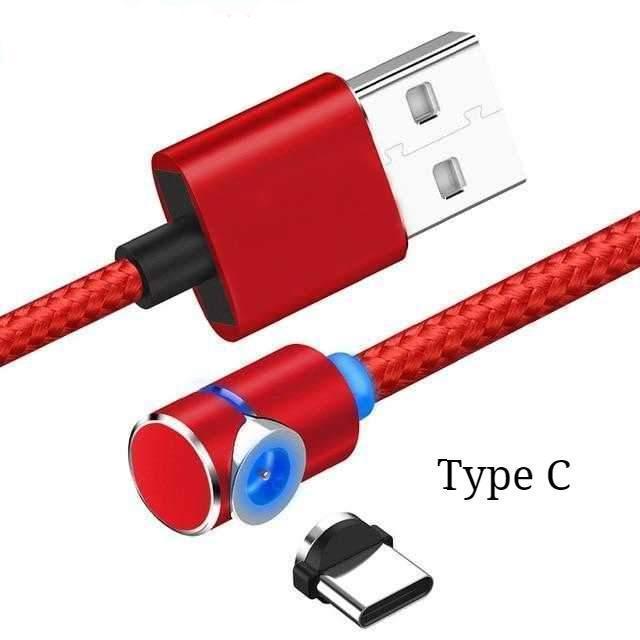 Câble de chargement magnétique LED avec aimant, câble USB et USB Type-C.