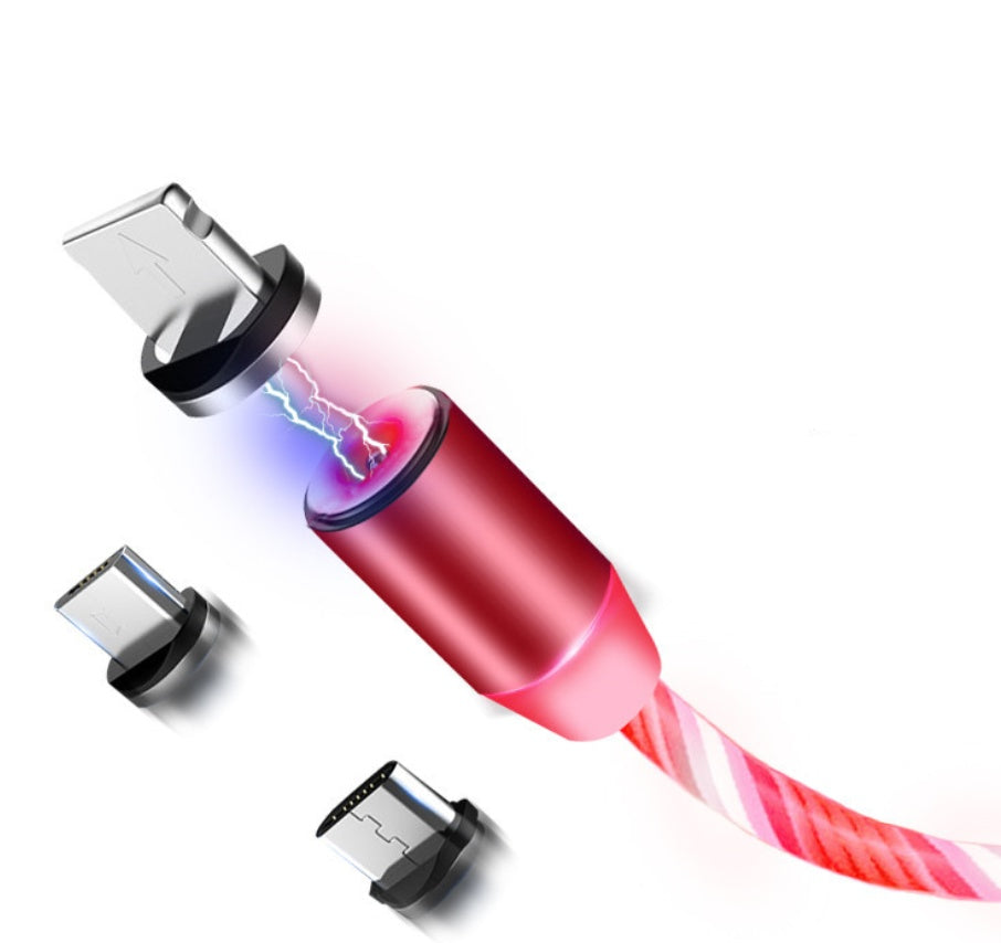 Compatible avec Apple, câble de ligne de données Flowing Ligh Magnetic Streamer pour iPhone Android Type-C