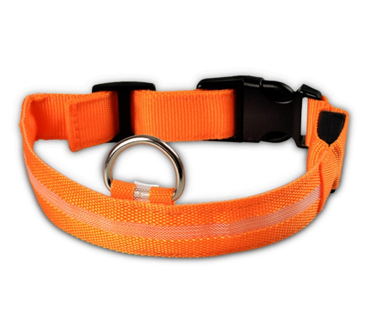 Collier lumineux en nylon pour chien avec LED, sécurité nocturne clignotante, laisse pour chien et chat, accessoires pour animaux ajustables.