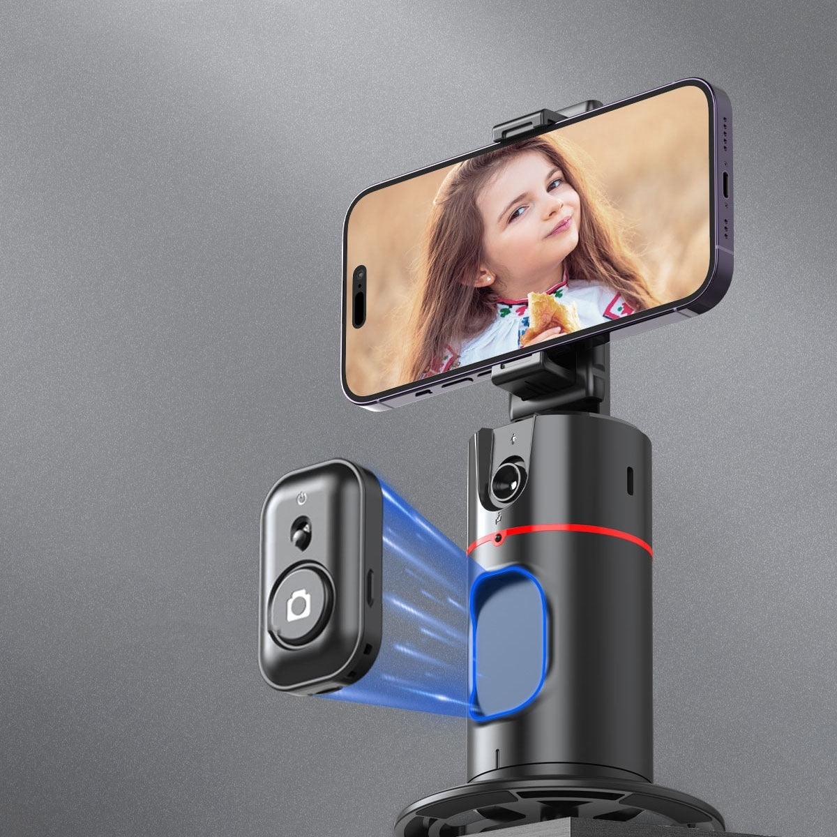 Système de suivi et stabilisateur de reconnaissance faciale intelligente à 360 degrés.