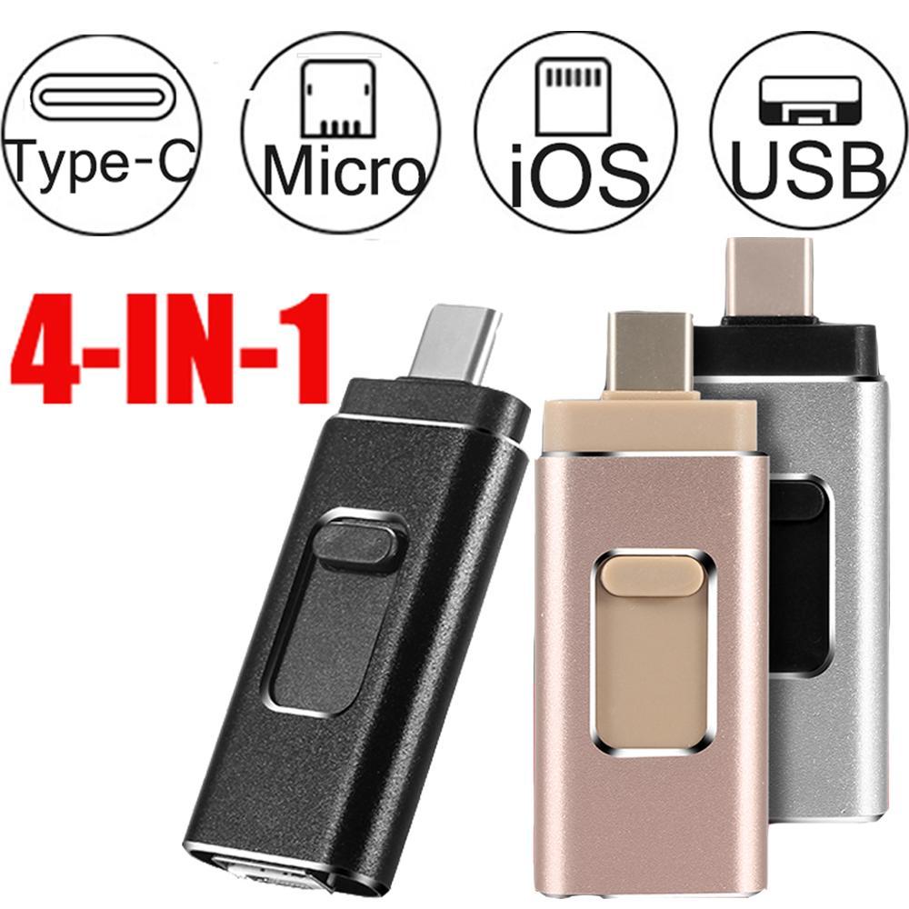 Compatible avec Apple, clé USB 4 en 1 pour iPhone, Android et Type C.