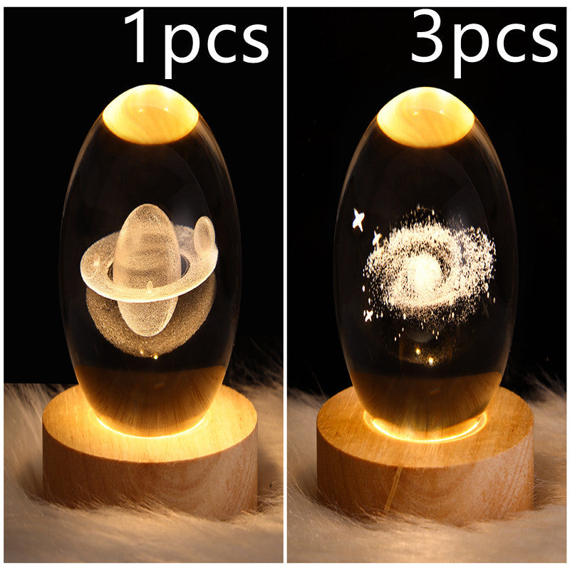 Lampe de table en cristal galaxie LED, lampe 3D de planète et de lune, décoration de chambre pour enfants, fête d'anniversaire pour enfants.
