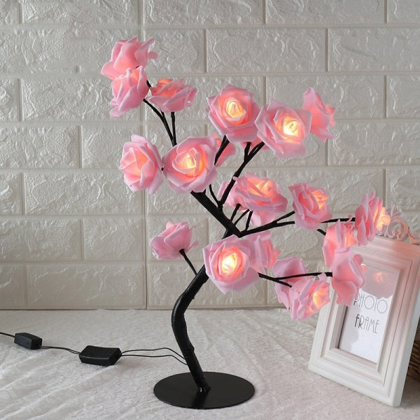 Lampe de table LED en forme d'arbre rose, petite lampe d'arbre, lampe de modélisation.