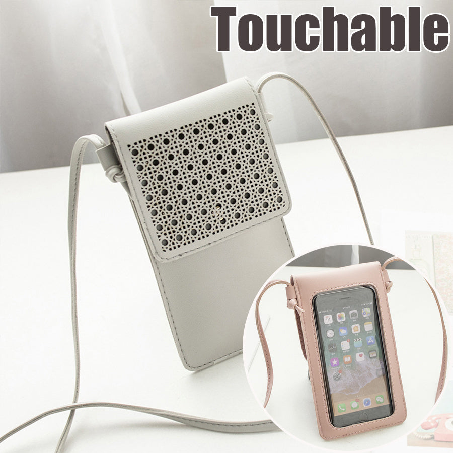 Sac à bandoulière pour téléphone portable avec fenêtre transparente et écran tactile, mini sac à main pour téléphone portable, pochette DIN889